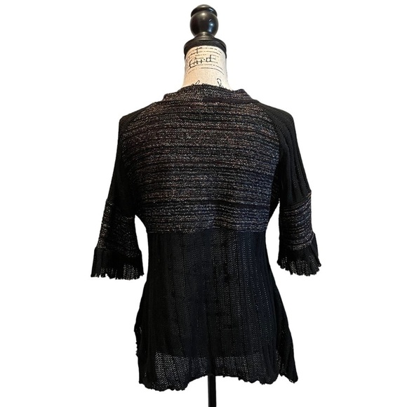 Altar’d State Crochet Sweater Black Size Medium Whimsical Hi Lo Gothic - Picture 4 of 10